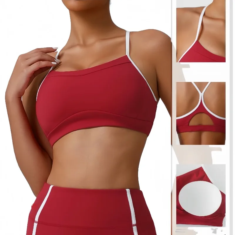 

Быстросохнущий спортивный бюстгальтер голого цвета со сборками на спине, бюстгальтер для йоги, съемный амортизирующий жилет для бега и фитнеса с подушкой