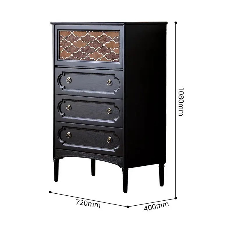 French retro solid wood chest, antique living room sofa against the wall, locker side cabinet