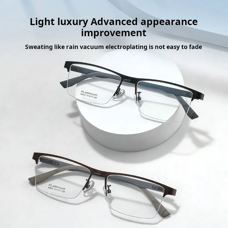 TFTB خفيفة للغاية رجال الأعمال نصف إطار نظارات أنيقة مربع ناضجة وصفة طبية بصرية كبيرة الحجم إطار النظارات 66802 #3