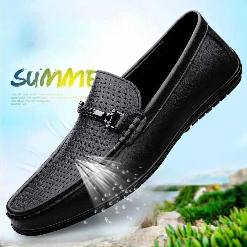 

NewCasual andFashionableBusinessHandcraftedGenuineLeatherCowhideShoes 35-46 Large SizeSummer Mesh Breathable Men's Leather Shoes