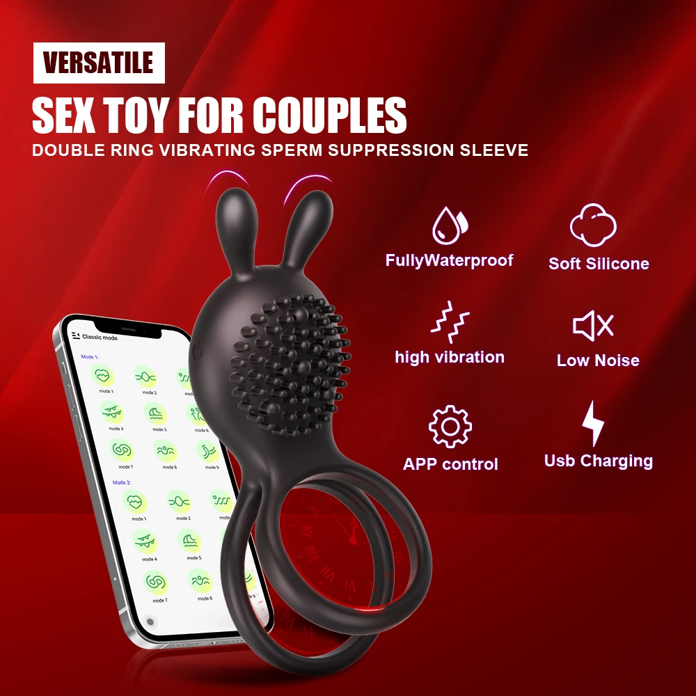 Andrea Bluetooth-Anneau de pénis vibrant pour hommes, anneau pénien vibrant, retard d'éjaculation, jouets sexuels pour couple, anneau de pénis, manchon de bite