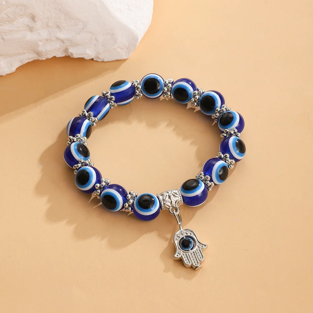 Fashion Punk Evil Eyes Bracelets for Wonmen Men Dainty Retro Bead Woven Chain Jewerly 2024 Trendy Gothic Decor Couples Gifts image 4