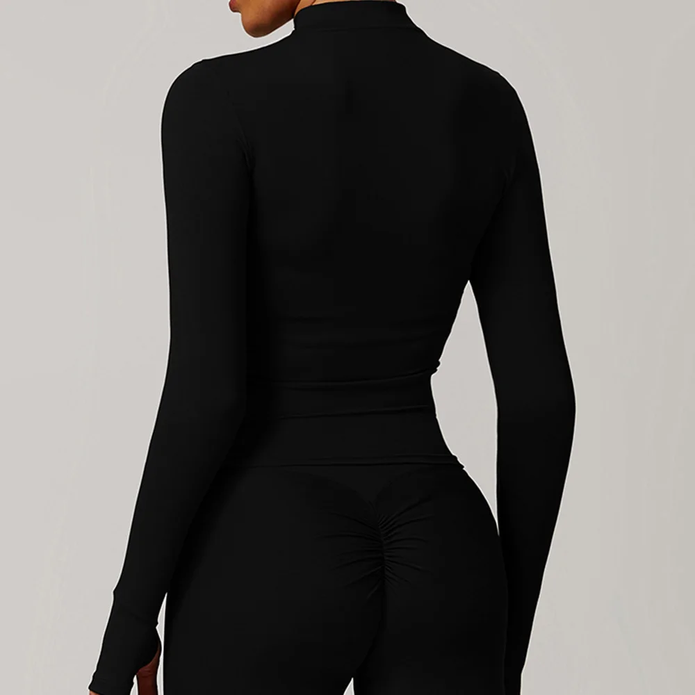 

Female Quick-Dry Long Sleeve Sportswear Running Top Ultra-Soft Fabrics Casual Tight Sports Jackets Women Zipper Yoga Clothes