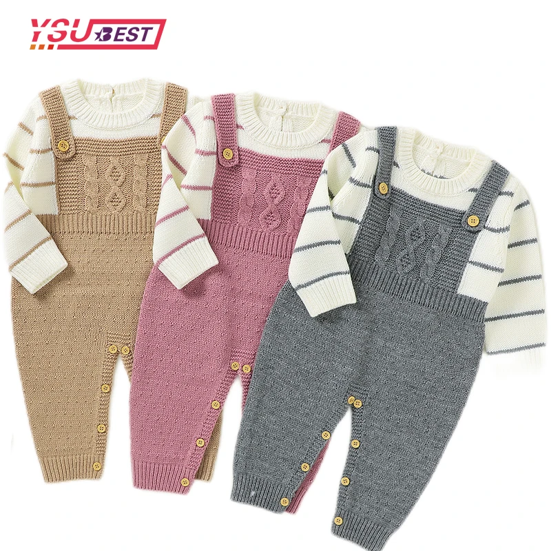 

0-3Yrs Baby Rompers Knitted Newborn Boys Girl Long Sleeve Jumpsuits Outfits Autumn Winter Casual Infant Unisex Outerwear Clothes