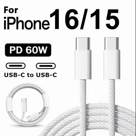 Apple iPhone 16 Pro Max 15 Plus Type C 용 기존 60W PD USB-C-USB C 고속 충전기 케이블 Xiaomi Samsung 용 빠른 충전