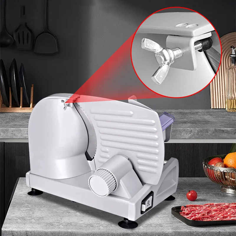 220V Electric Food Slicer Meat Food Household Desktop Meat Slicer Lamb and Beef Slicers 0-22mm Bread Ham Meat Cutting Machine