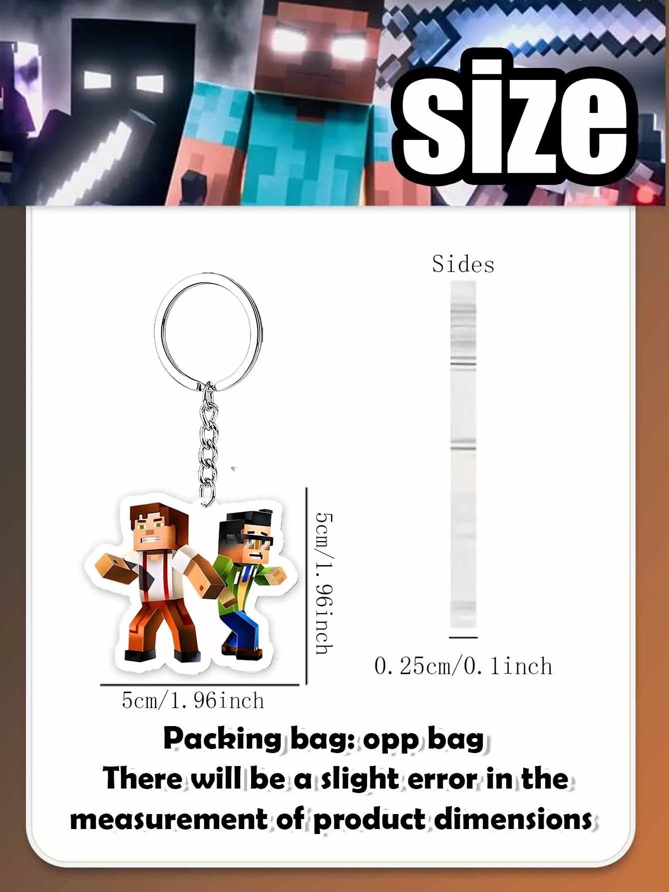 Pixel Game Character Acrylic Keychain Set, Kids Boys Birthday Party Decor Kit, Pixel Figure Pendant Party Favors