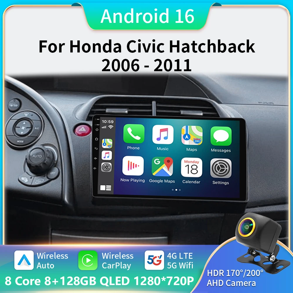 

8Core Android 16 For Honda Civic Hatchback 2006-2011 Car Radio Multimedia Player Navigation 2 Din Stereo DVD Head Unit Speaker