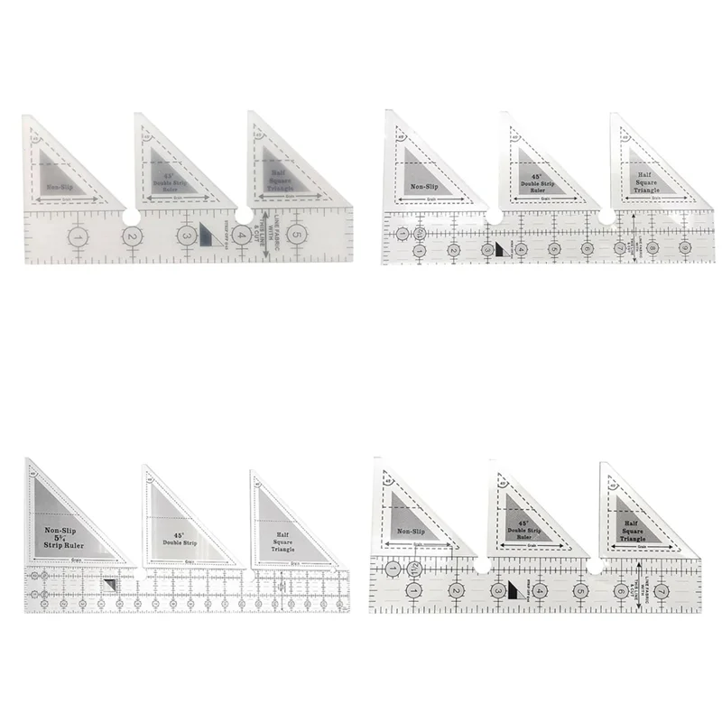 A60F-4PCS Quilting Rulers,Shaped Acrylic Sewing Ruler Quilting Templates,Sewing Ruler Ruler For DIY Crafts 6-18 Inch