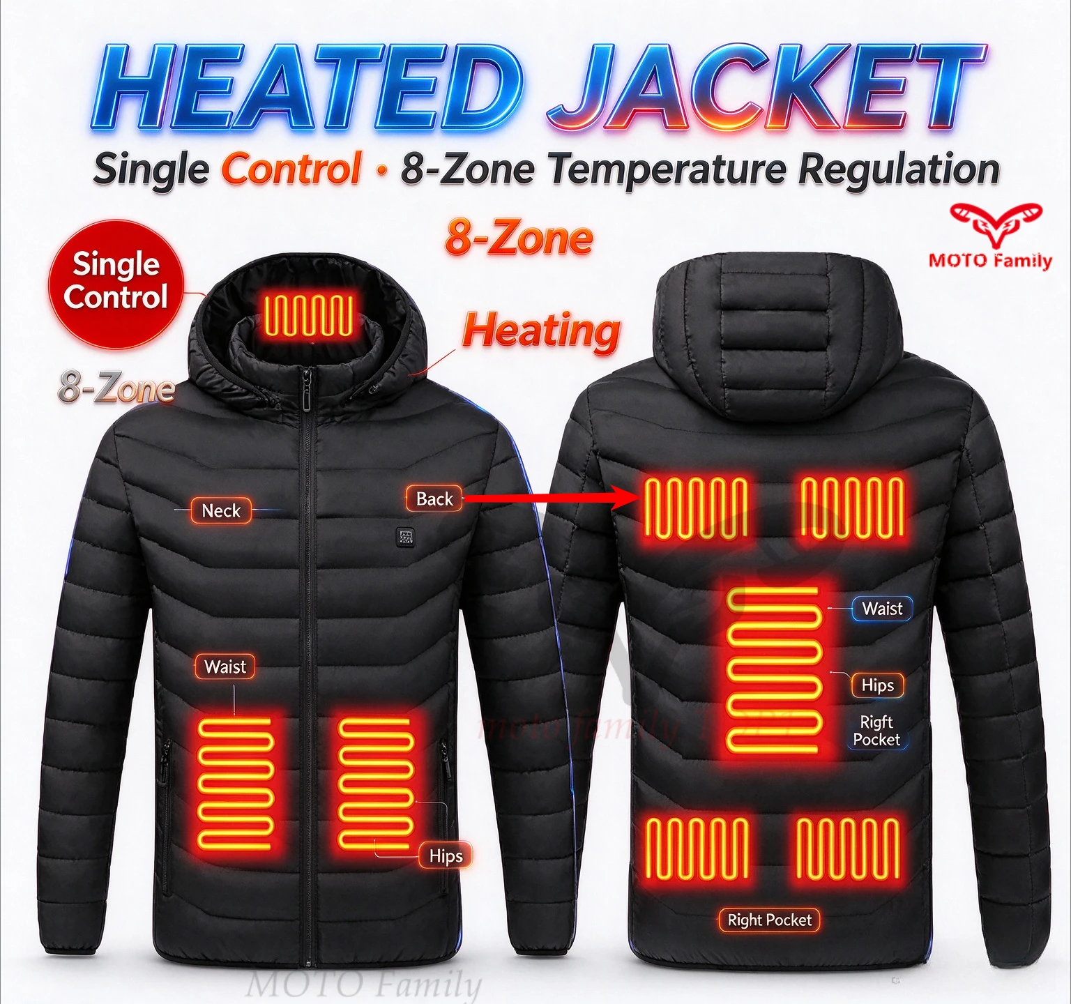 Winter Smart Electric Heating Clothes Heating Jacket Constant Temperature Cotton Clothes USB Heating Snowmobile Jacket Men Women