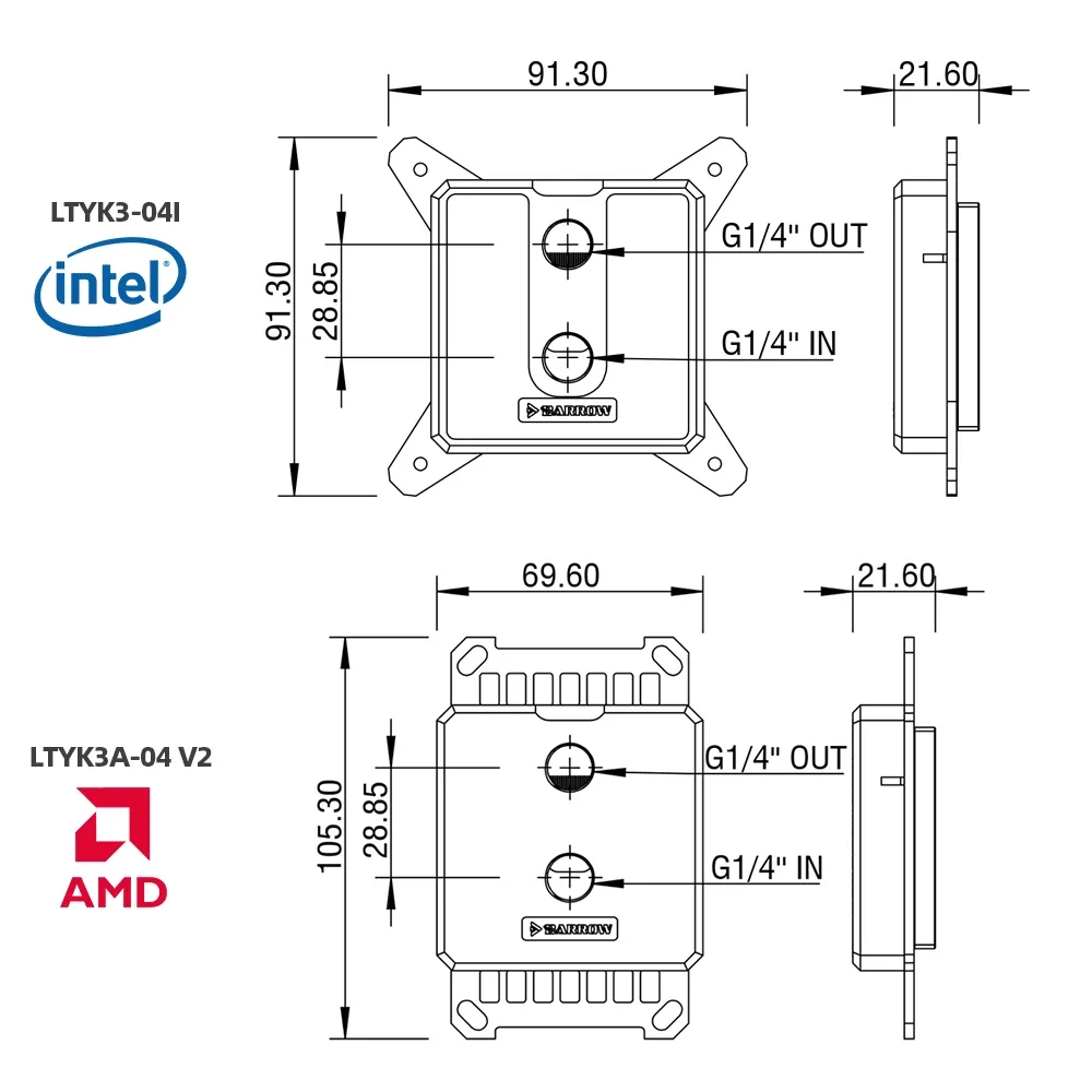 Barrow CPU водяной охладитель LTYK3-04I/LTYK3A-04 V2 блок жидкого охлаждения для LGA115X 1200 1700 AM5 PC игровой водяной охлаждение здание