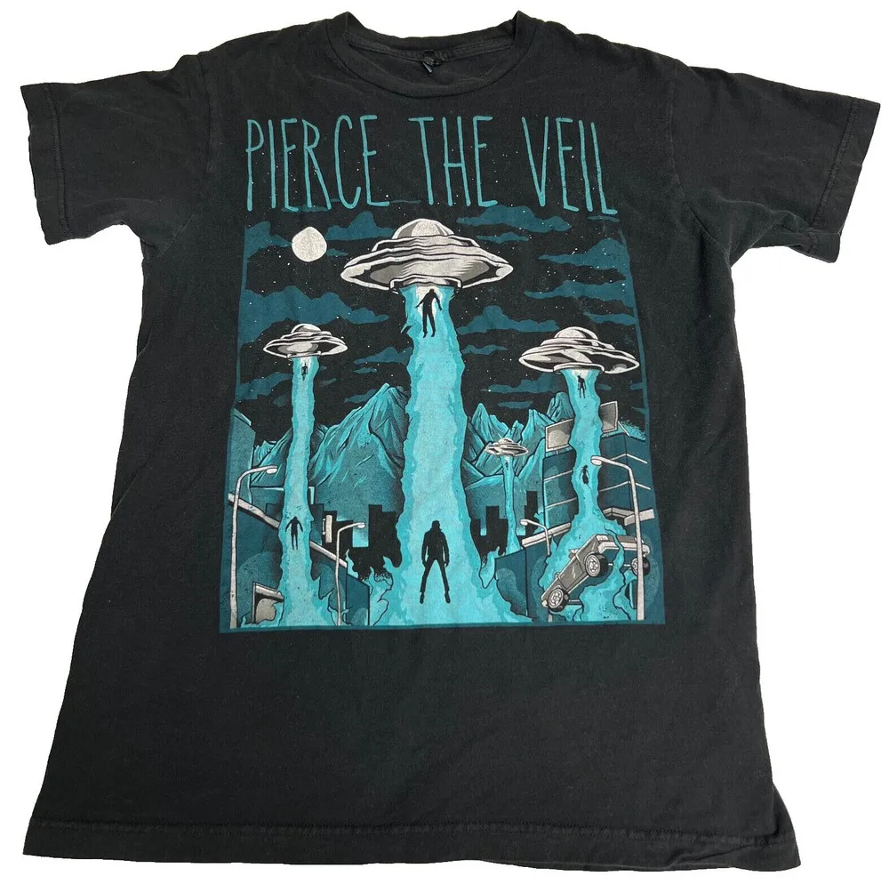 

Рубашка Pierce The Veil Band, футболка с объявлением НЛО, хлопковая футболка унисекс, S-4XL BO418, женская одежда, уличная мужская одежда