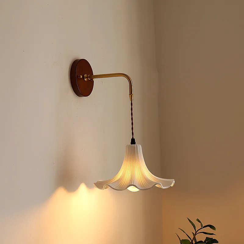 French medieval ceramic wall lamp Bedroom bedside living room porch balcony B & B background wall decorative lamps