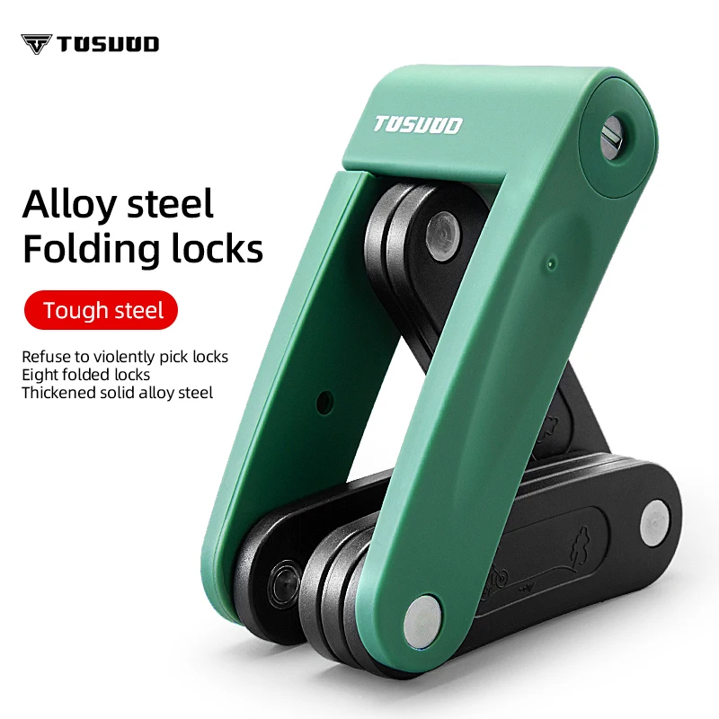 TOSUOD Durable bicycle folding lock - portable, highly resistant to hydraulic shears, providing safety for your bicycle.