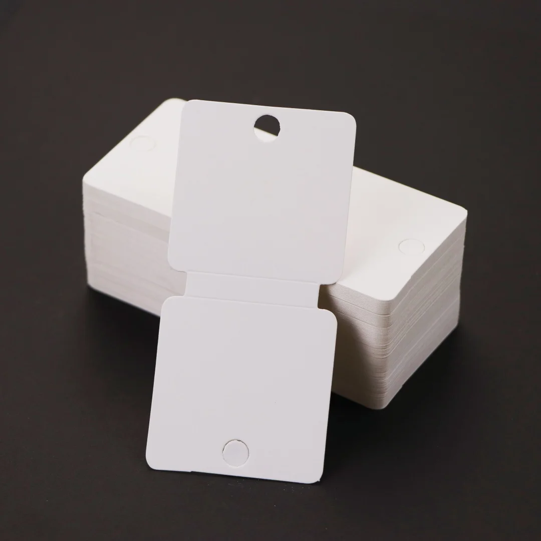 50 Uds. Tarjeta de cabecera cuadrada doblada en blanco blanco para collar pulsera con cuentas embalaje de papel cartón suministros de joyería DIY