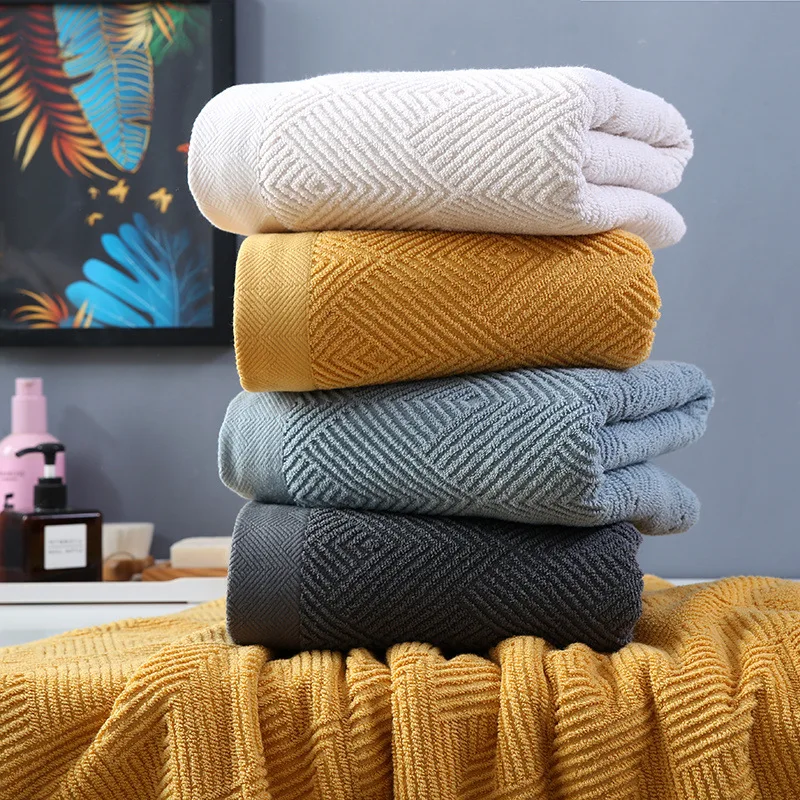 High Quality Pure Cotton Thick Bath Towel for Adult Family Bathroom Face Towel Solid Color Soft Absorbent Washcloth Household