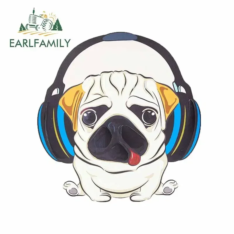

EARLFAMILY 13 см x 12,4 см наклейка на автомобиль с изображением бульдога, слушающего музыку, водонепроницаемая, в стиле аниме, для автофургонов, мотоциклов, декоративная наклейка