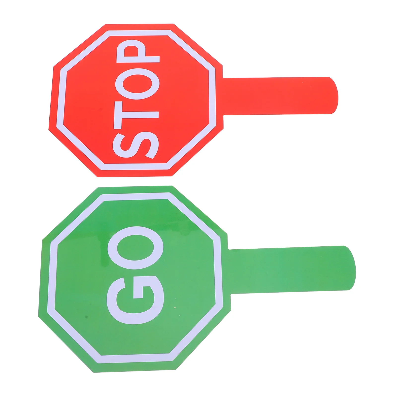 2Pcs Traffic Paddle Signs Handheld Double-Sided Red Green Durable Waterproof Interactive Learning Safety Props
