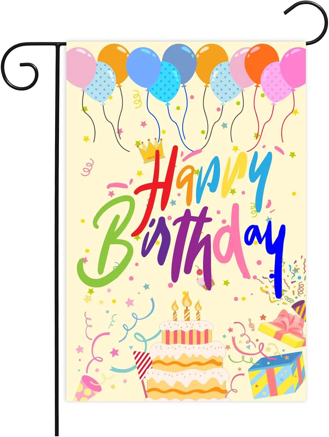 12x18 inch Happy Birthday Garden Flag Double Sided Readable Birthday Cake Courtyard Logo Banner Indoor and Outdoor Birthday  zzo