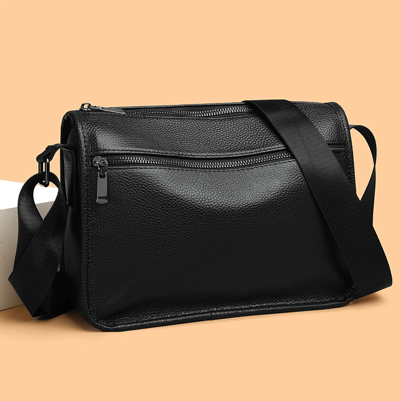 Kulit Asli untuk Pria, Tas Ponsel Selempang Minimalis, Tas Bahu Kasual Merek Mewah, Tas Harian untuk Perlengkapan Perjalanan Sehari-hari