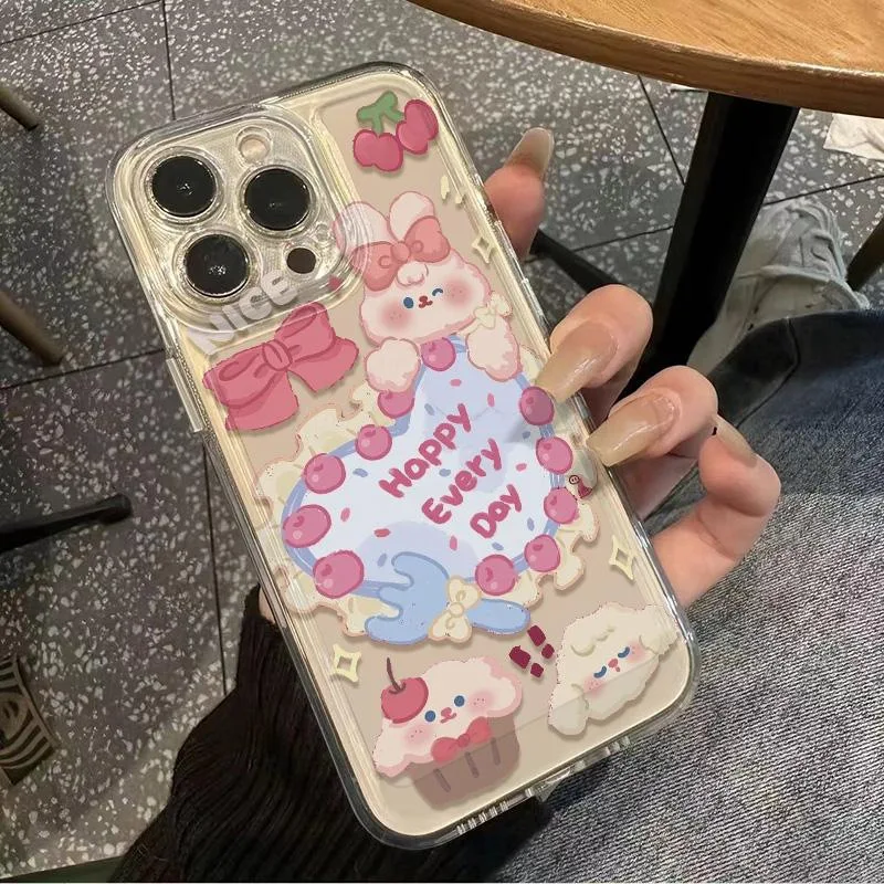 เคสโทรศัพท์แฟชั่นกันกระแทกลายกระต่ายรักสำหรับ iPhone 15 PRO MAX 14 PLUS 13 12 11 XR XS 8 7