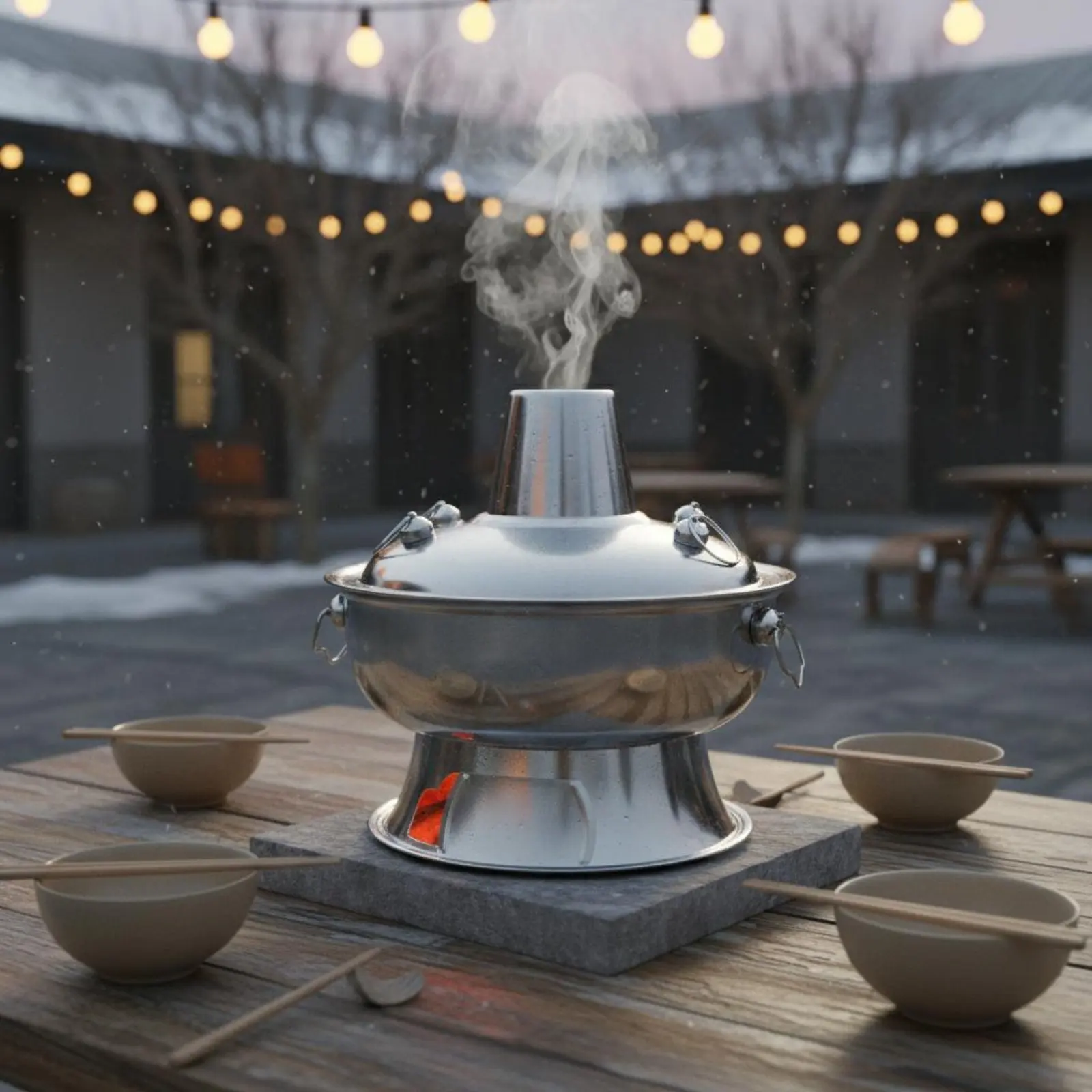 Charcoal Hot Pot Burner Sturdy Stainless Steel Hot Pot Single Burner Commercial Grade Cooking Equipment for Outdoor, Restaurant