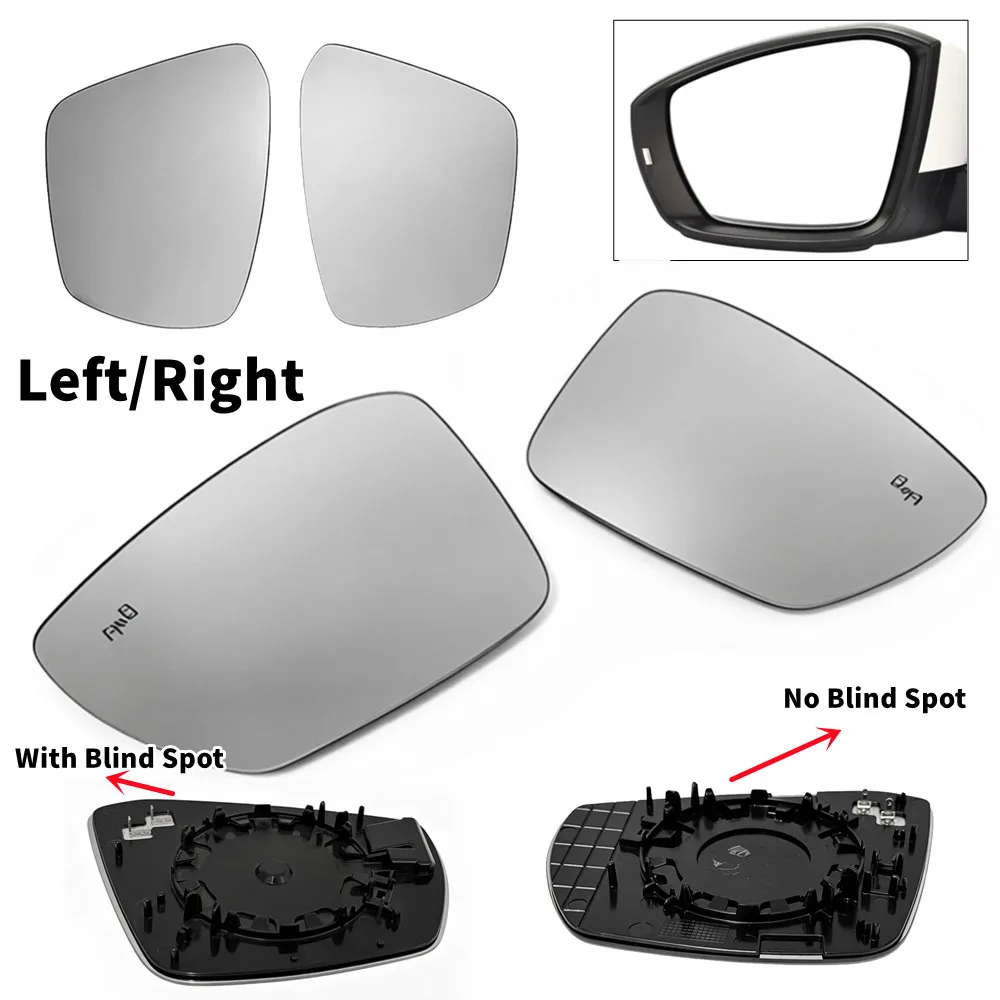 1X For Skoda Octavia 2014-2017 VW T-ROC 2017-2019 LH/RH Side Wing Heated Mirror Glass Mirror Lens W/No Blind Spot Replace Part