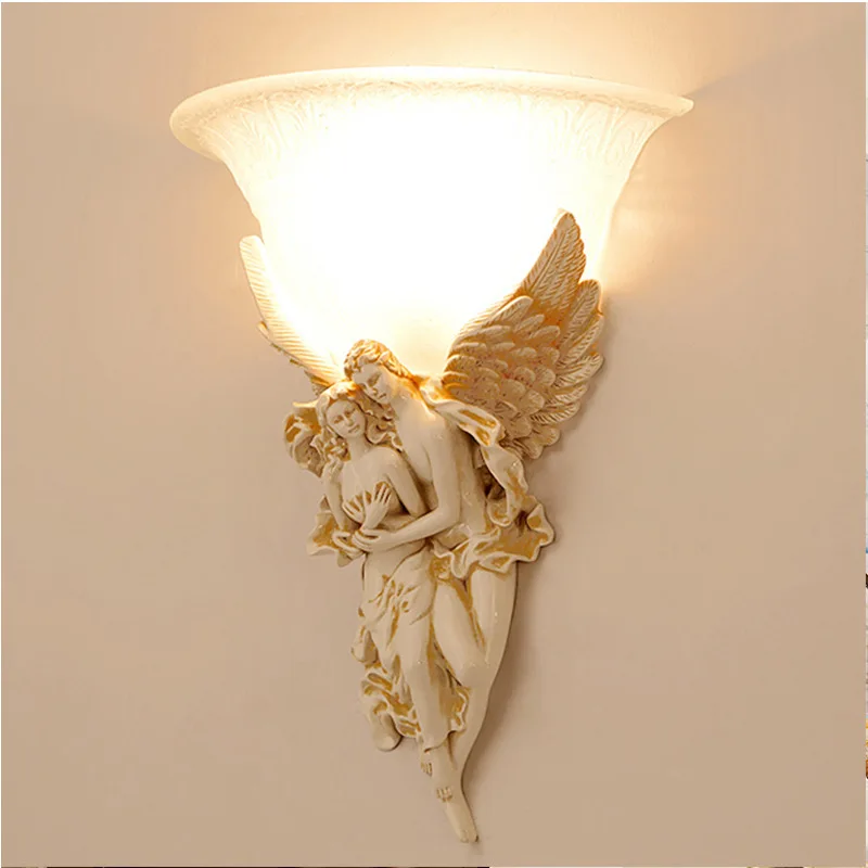 JIANKEXING Moderne Hause Wand Lampe Schlafzimmer Bett Kopf Wohnzimmer Studie Korridor Engel Geformt Harz LED Licht Kreative Retro Dekorative Beleuchtung 5