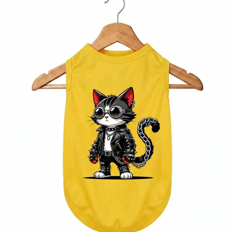 

Pet Ice Silk Vest Summer Dog Fashion Punk Cat Print Puppy Breathable Quick Dry Sleeveless Tee