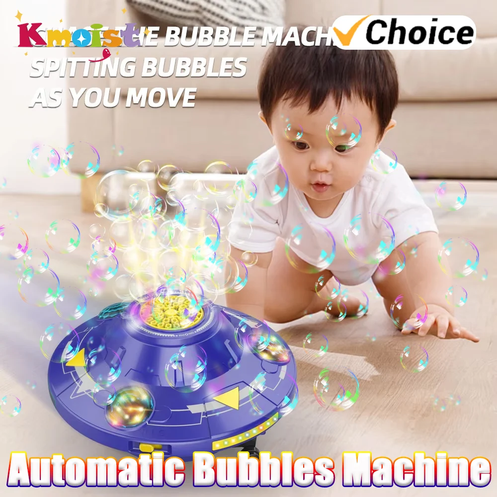 Máquina rotativa automática de bolhas de palco ufo, 32 buracos, luzes coloridas, fabricante de bolhas, arma ao ar livre, soprador de bolhas, brinquedos, presentes para crianças