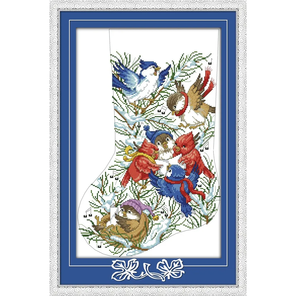 

Joy Sunday New Stamped Cross Stitch Ki,11CT/14CT/16CTDIY Easy Pattern Aida Fabric Embroidery Set-Christmas Stocking (4)