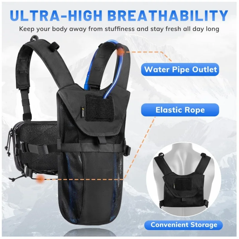 

Lightweight running hydration vest backpack Outdoor sports waterproof chest bag Ideal for hiking cycling hunting mountaineering