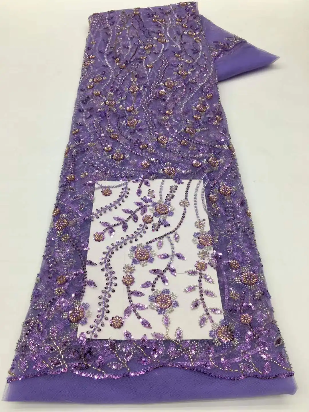 

Latest African Sequined Lace Fabric 2025 High Quality Embroidery Nigerian French Mesh Lace Fabric For Wedding Material, XX