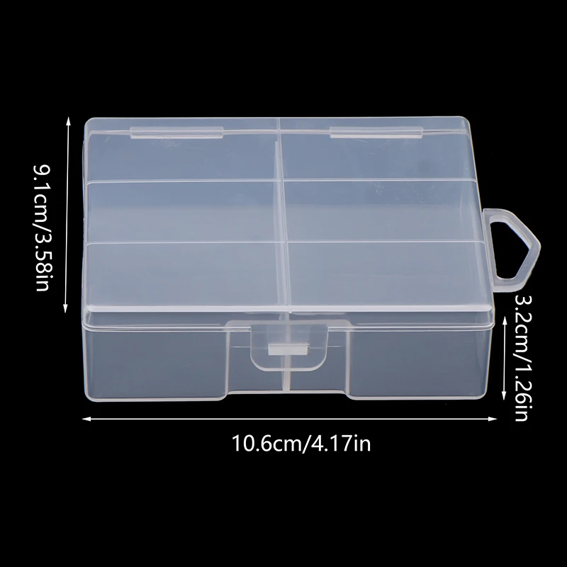 1pc Transparent Battery Storage Box For AA Batteries, Plastic Organizer With Hardware Accessories And Clear Divider With Cove