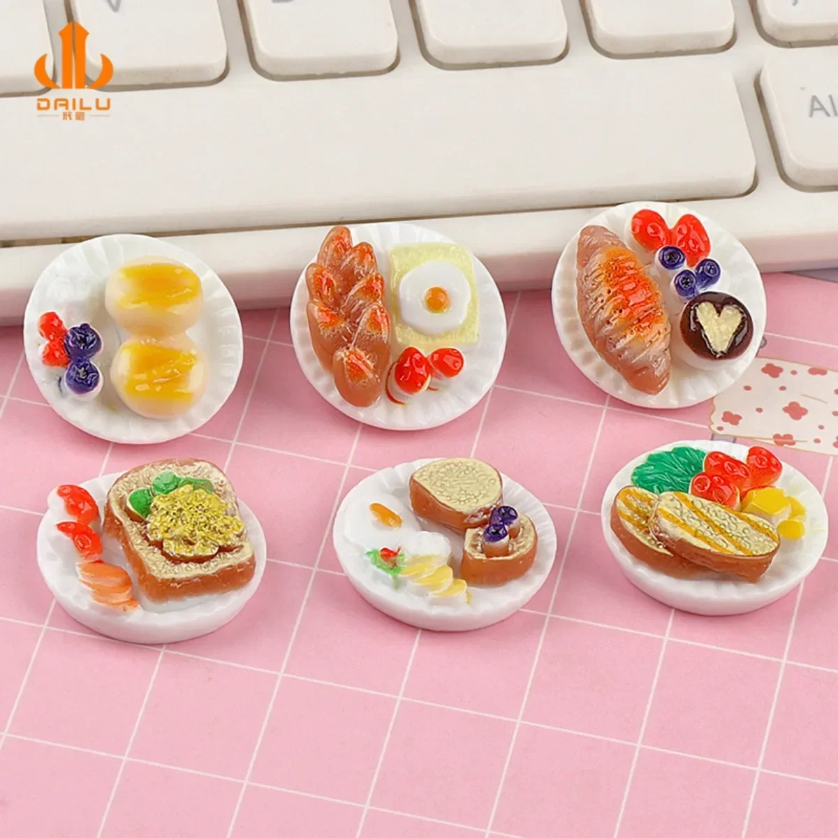 SW05 DianXin 10pcs Fun Dim Sum Miniature Simulation Food Model DIY Kitchen Accessories Resin Dollhouse Decoration Material
