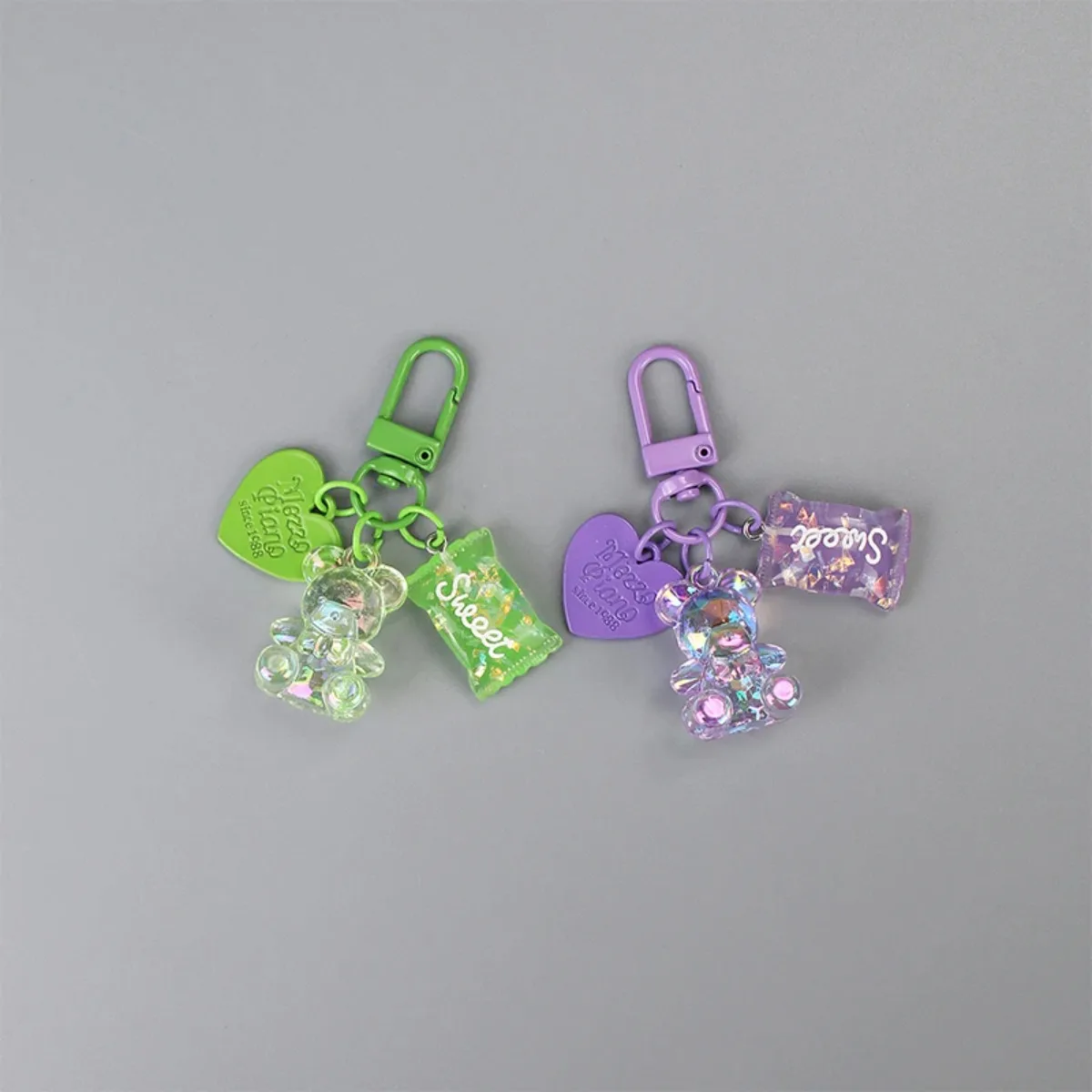 Cute Cartoon Bling Heart Bear Animal Candy Keychain - Creative Bag Car Earphone Box Key Ring Accessory for Friend Lovers image 5