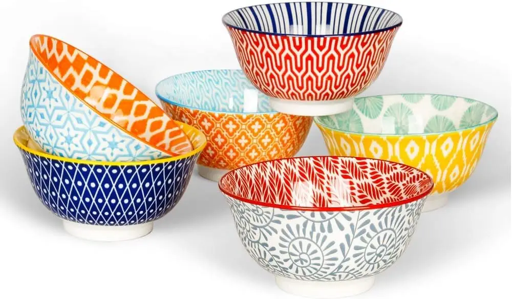 

KitchenTour Ceramic Bowls Set - 20 oz Serving Bowls For Kitchen - Cereal, Ice Cream, Soup, Salad, Rice, Dessert Ceramic Bowls -