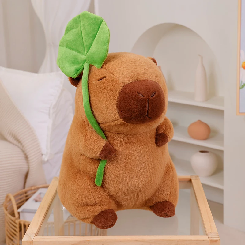 30Cm Capibara Met Lotusblad Pluche Cartoon Speelgoed Mooie Dieren Gevulde Zachte Poppen Speelgoed Jongens Meisjes Schattig Pluche Slaapkussen