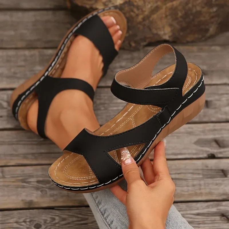 Shoes for Women 2025 Plus Size Open Toe Women's Sandals Casual Sandals Women Round Toe Wedges Outdoor Shoes LadiesZapatos Mujer