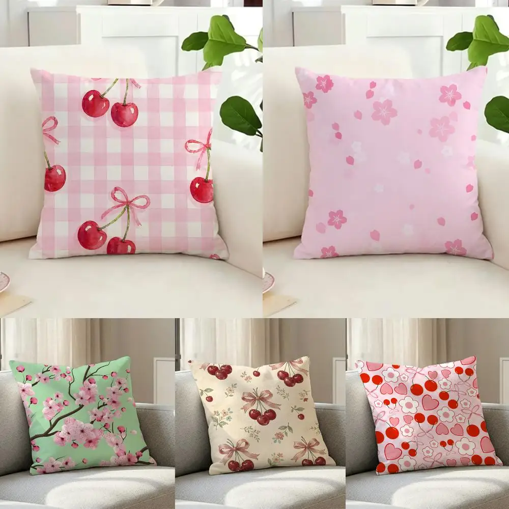 floral artwork B-Beautiful Floral Cherry Cushion Cover Washable Faux Linen Cover Modern Lightweight for Living Room Sofa