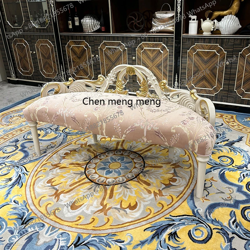 French tailstool European fabric beauty couch new embroidery lazy recliner bedroom shoe changing stool