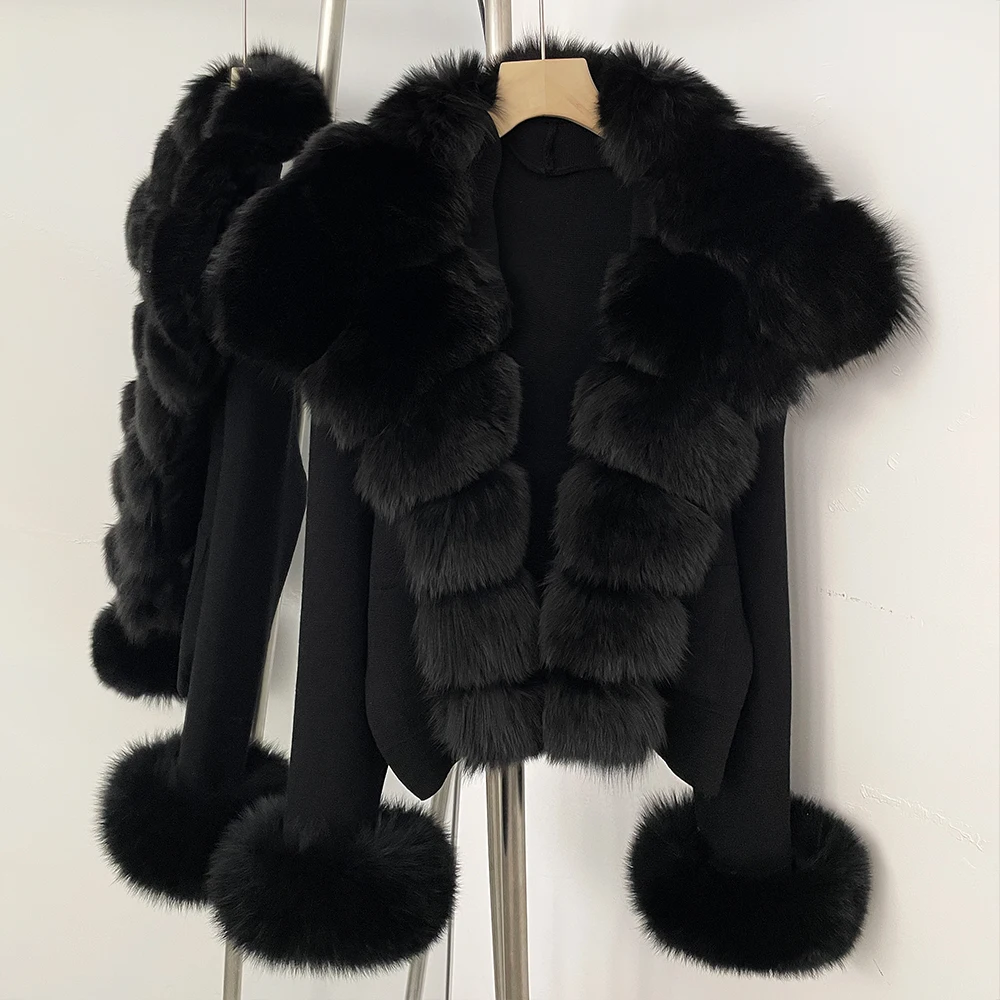 

Women's Winter Jacket with Fur Sweater Women Winter Pretty Women's Sweaters Fur Jacket Women Outerwear Women's Knitted Sweater