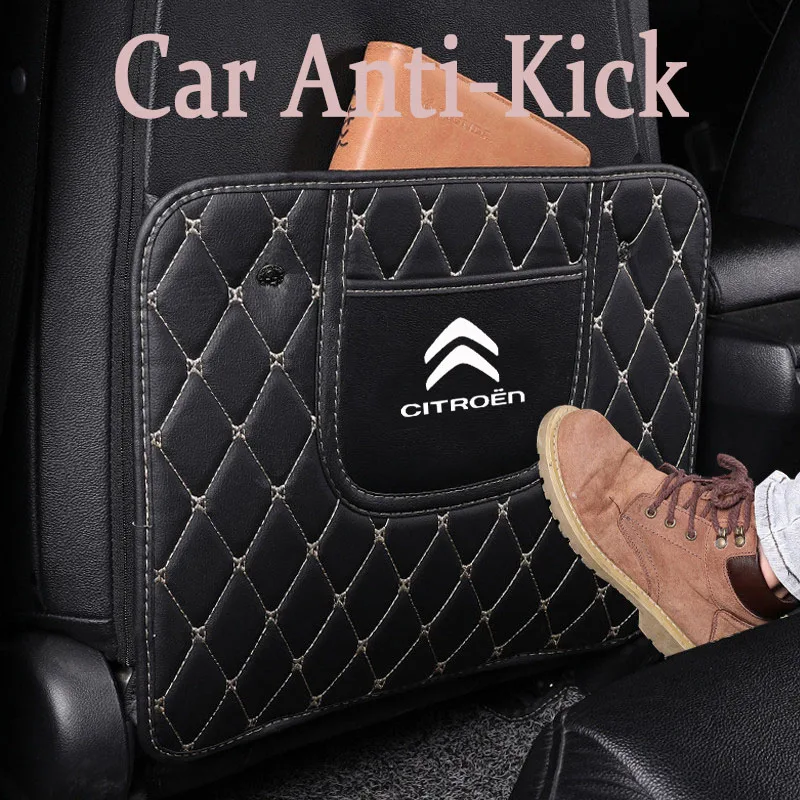 

New PU Leather Car Anti-Kick Mats Auto Seat Back Protector Cover For Citroen C4 C3 C5 C1 C2 Berlingo Celysee Cactus Picasso DS 3