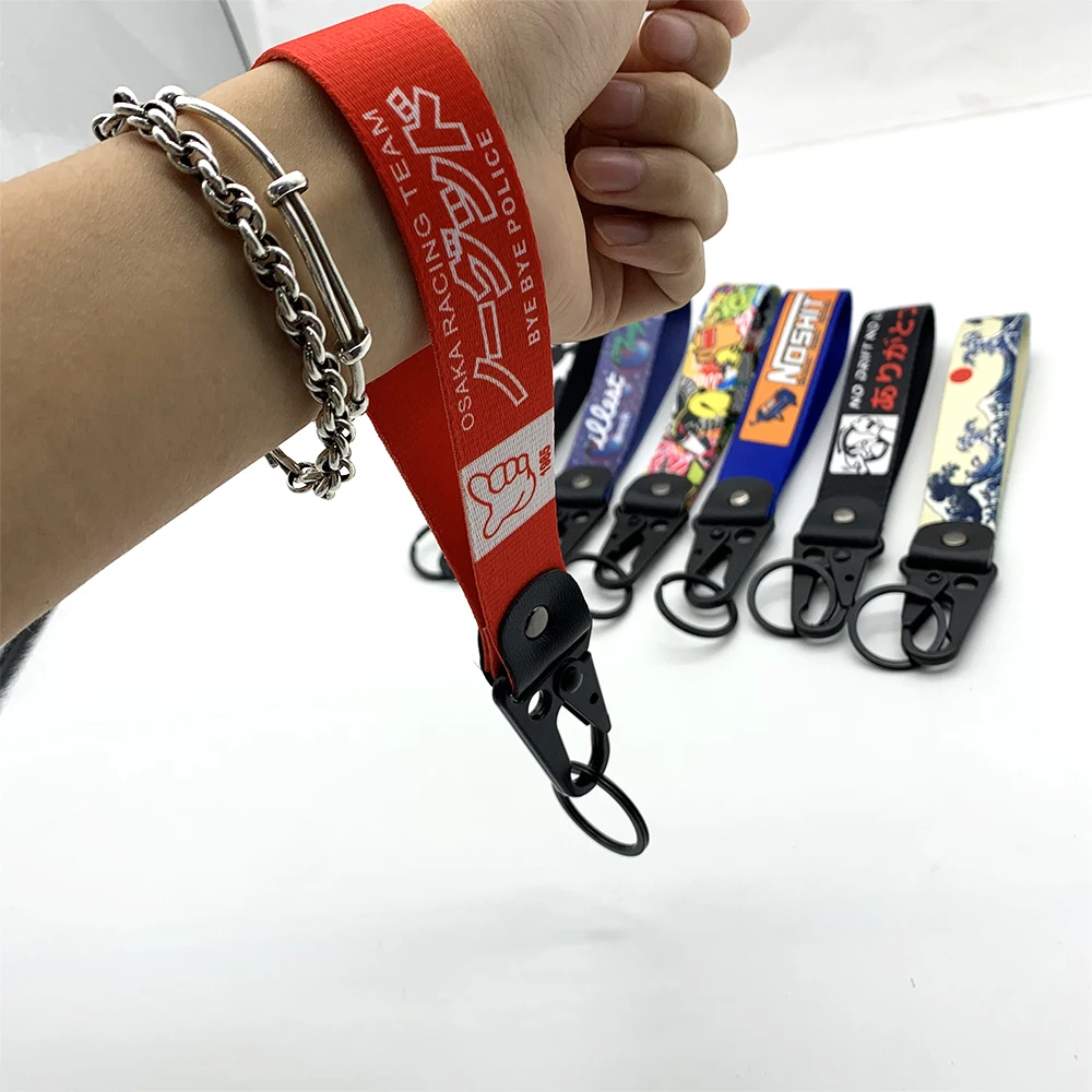 JDM Car Key Strap Keychain Key Ring Lanyard Tags Low Life Key Strap Tow Car Motorcycle Keyring Key Chain Fortune Cat Accessory