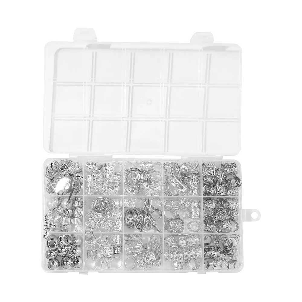 217 Stück Dread Locks Hohle Haarringe Metall-Manschetten-Clips Gold und Silber Dreadlocks Perlen Haarflechtzubehör Multi-Style – Detail 6