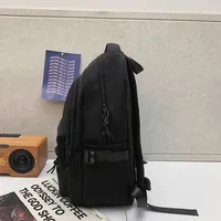 Large Capacity Solid Color Student Backpack Junior and High School Simple Black Travel Backpack 4