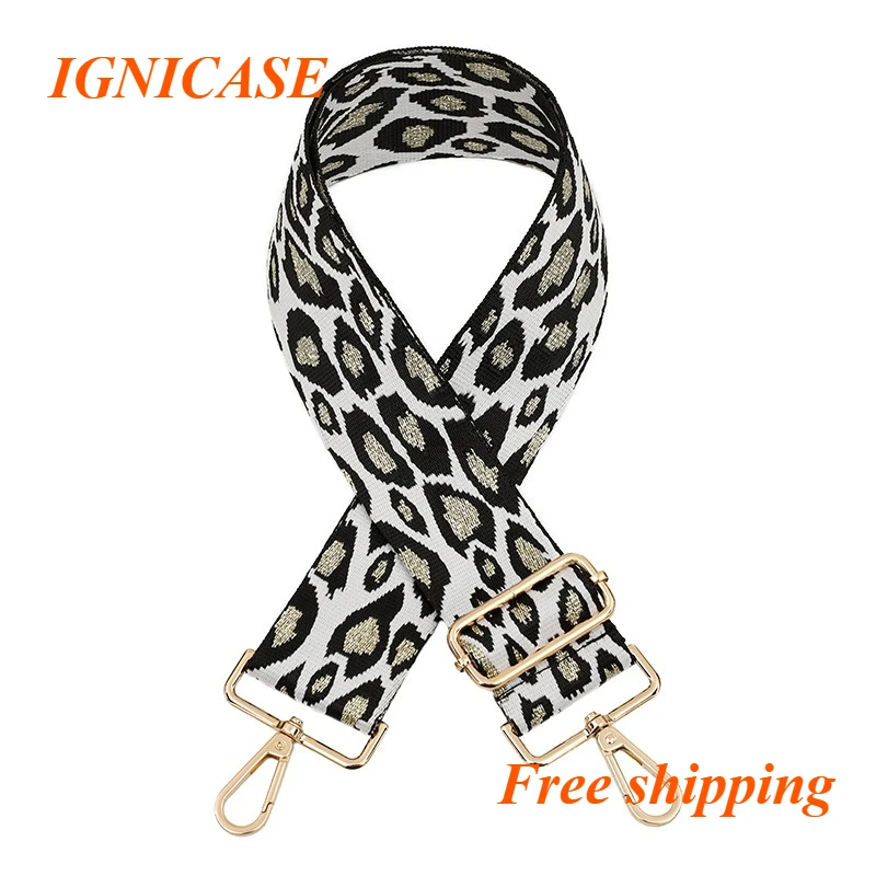 IGNICASE Ethnic Style Leopard Print Bag Strap Accessories Single Shoulder Oblique Span Adjustable Replacement Shoulder Strap