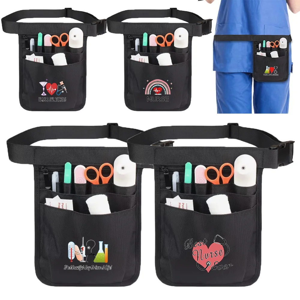 Universal Multi Pocket Work Bag Multifunctional Nurses Medical Supplies Storage Bag Accessories Tool Print Nurse Pattern