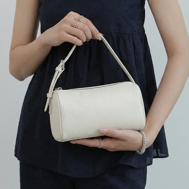 

New 2026 Real Leather Woman Bag fashionable tubular type bags Niche Design Stylish Bag Soft Leather Shoulder Crossbody Bags