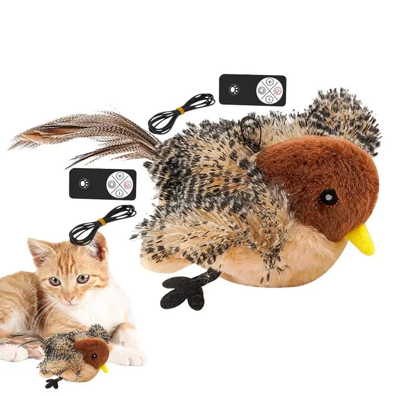 Flappy Bird Cat Toy Chirping Cat Toy Usb Rechargeable Cat Toy Remote Control Interactive Plush Toy Stimulate Hunting Instinct